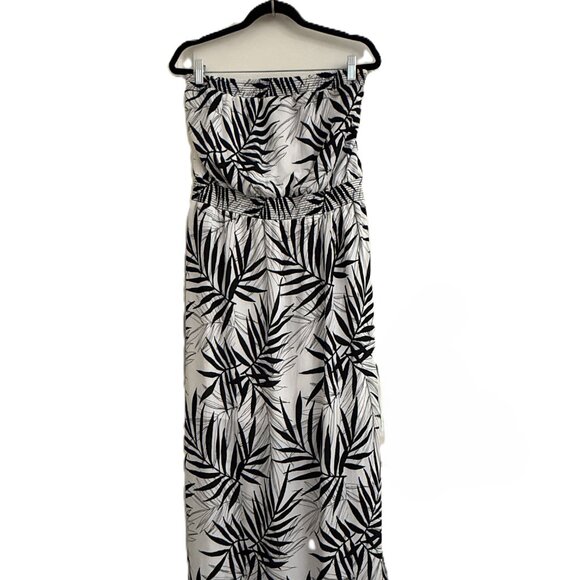 Mossimo Bamboo Leaf Print Strapless Dress White/Black XXL - Picture 1 of 9